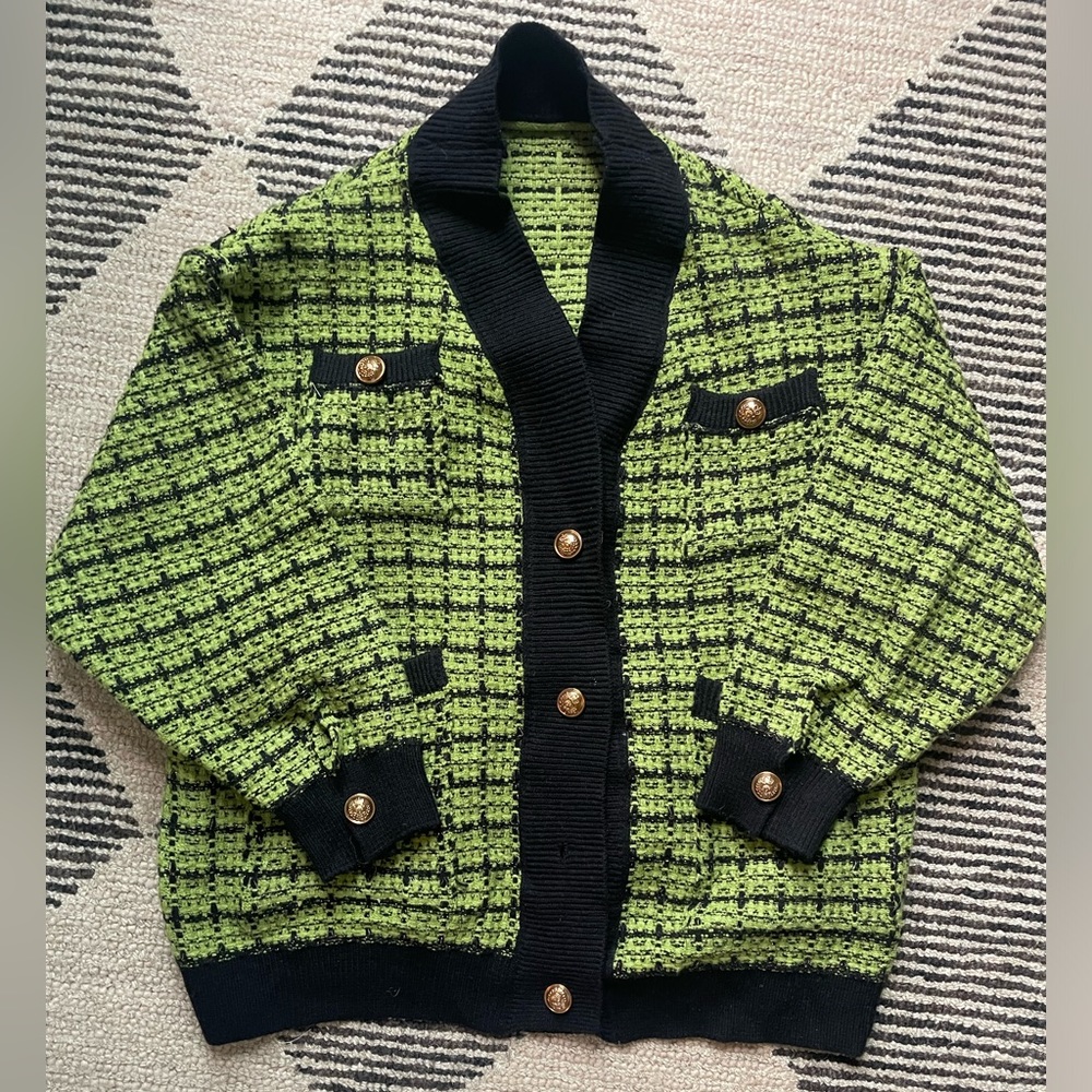 Stunning black and green cardigan